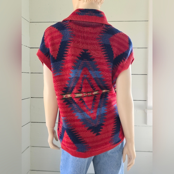 Chaps Denim Aztec Shawl Collar Single Button Cardigan Sweater ~Womens Size L - Picture 6 of 8